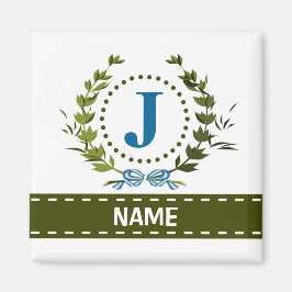 Delikate Ivy Wreath and Bow Name mit Monogram J Magnet