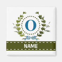Delikate Ivy Wreath and Bow Name mit Monogram O Magnet