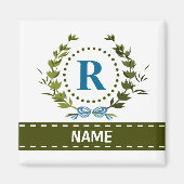 Delikate Ivy Wreath and Bow Name mit Monogram R Magnet (Vorne)
