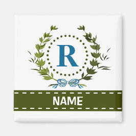 Delikate Ivy Wreath and Bow Name mit Monogram R Magnet
