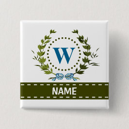 Delikate Ivy Wreath and Bow Name mit Monogram W Button