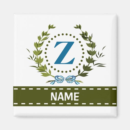 Delikate Ivy Wreath and Bow Name mit Monogram Z Magnet (Vorne)