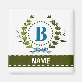 Delikate Ivy Wreath and Bow Name mit Monogramm B Magnet (Vorne)