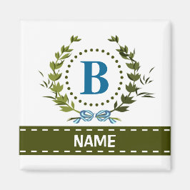 Delikate Ivy Wreath and Bow Name mit Monogramm B Magnet