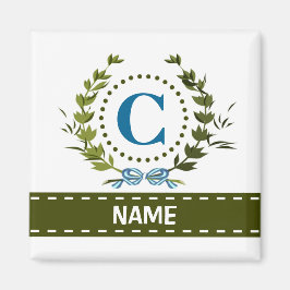 Delikate Ivy Wreath and Bow Name mit Monogramm C Magnet