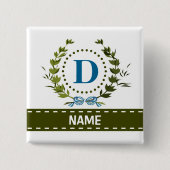 Delikate Ivy Wreath and Bow Name mit Monogramm D Button (Vorderseite)