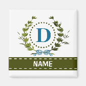 Delikate Ivy Wreath and Bow Name mit Monogramm D Magnet (Vorne)