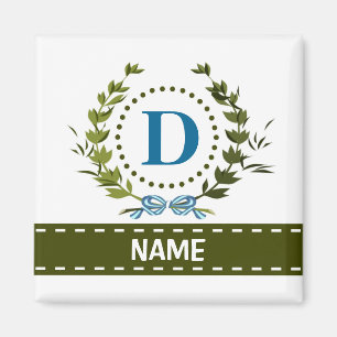 Delikate Ivy Wreath and Bow Name mit Monogramm D Magnet
