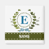Delikate Ivy Wreath and Bow Name mit Monogramm E Magnet (Vorne)