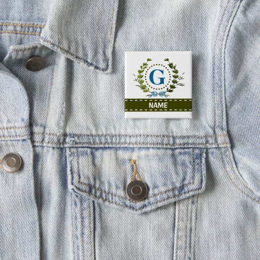 Delikate Ivy Wreath and Bow Name mit Monogramm G Button (Beispiel)
