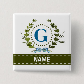 Delikate Ivy Wreath and Bow Name mit Monogramm G Button