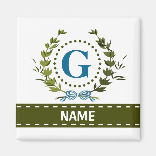 Delikate Ivy Wreath and Bow Name mit Monogramm G Magnet (Vorne)