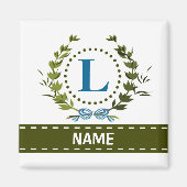 Delikate Ivy Wreath and Bow Name with Monogram L Magnet (Vorne)