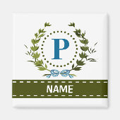 Delikate Ivy Wreath and Bow Name with Monogram P Magnet (Vorne)