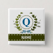 Delikate Ivy Wreath und Bow Name mit Monogramm Q Button (Vorderseite)