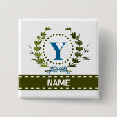 Delikate Ivy Wreath und Bow Name mit Monogramm Y Button (Vorderseite)