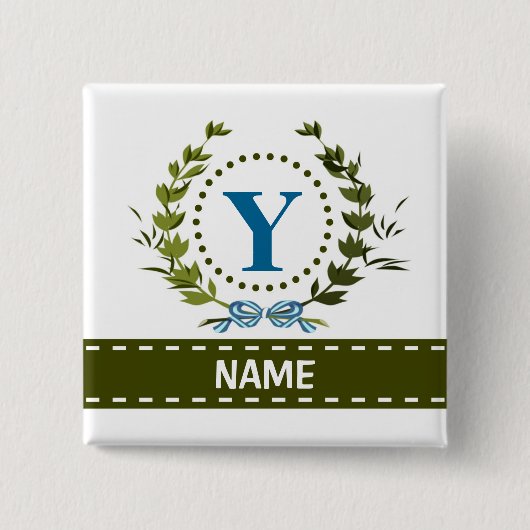 Delikate Ivy Wreath und Bow Name mit Monogramm Y Button (Vorderseite)