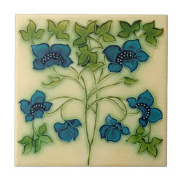 Delikate Jugendstil Pilkington Blue Floral Repro Fliese