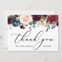 Delikate Kalligrafie Burgundy Blue Floral Wedding
