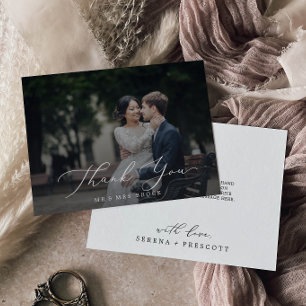 Delikate Kalligrafie Dunkles Foto Overlay Dankeskarte