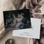 Delikate Kalligrafie Dunkles Foto Overlay Dankeskarte