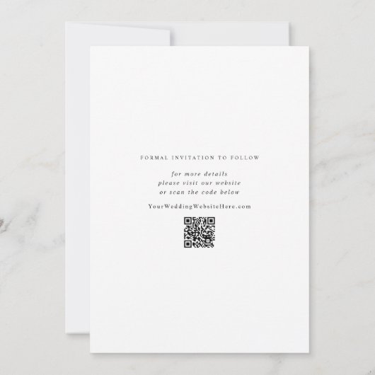 Delikate Kalligrafie Moderne einfache Hochzeit Save The Date (Rückseite)