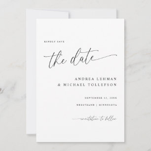 Delikate Kalligrafie Moderne einfache Hochzeit Save The Date