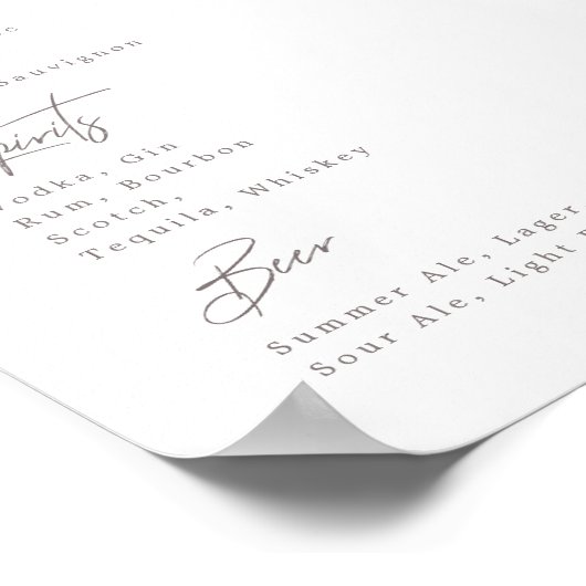 Delikate Kalligrafie Moderne Signaturentrinks sign Poster (Ecke)