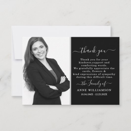 Delikate Kalligrafie Script Beerdigung Danke Karte (Vorderseite)