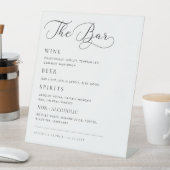 Delikate Kalligrafie Script Wedding Bar Drink Menu Sockelschild (In Situ)