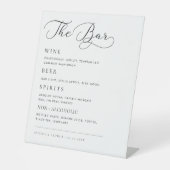 Delikate Kalligrafie Script Wedding Bar Drink Menu Sockelschild (Vorderseite)