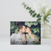 Delikate Kalligrafie verändern das Date-Foto Postkarte (Stehend Vorderseite)