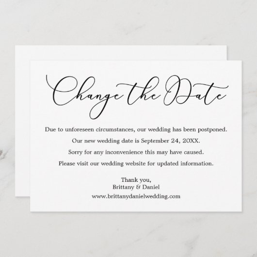 Delikate Kalligrafie verändern die Date Wedding Ca Save The Date (Vorne/Hinten)