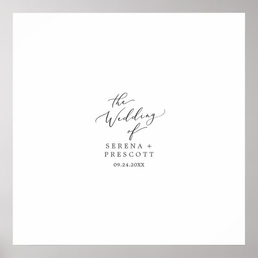 Delikate Kalligrafie Wedding Guest Signing Poster (Vorne)