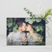 Delikate Kalligraphie ändern das Datum der Fotokar Save The Date (Stehend Vorderseite)