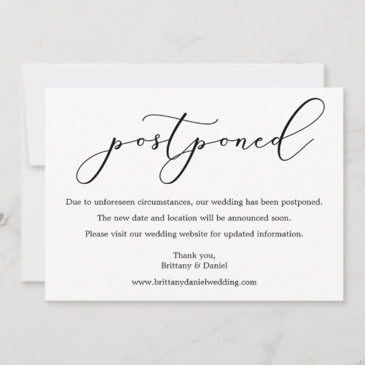 Delikate Kalligraphie Hochzeit verzögerte Karte (Vorderseite)