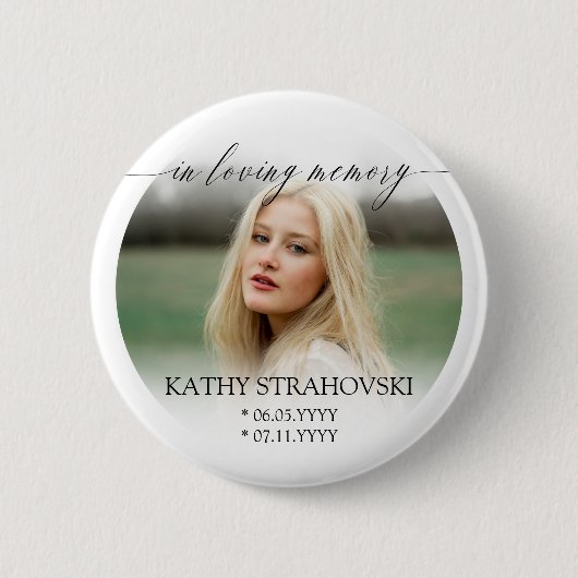 Delikate Kalligraphie im Foto des liebenden Gedäch Button (Vorderseite)