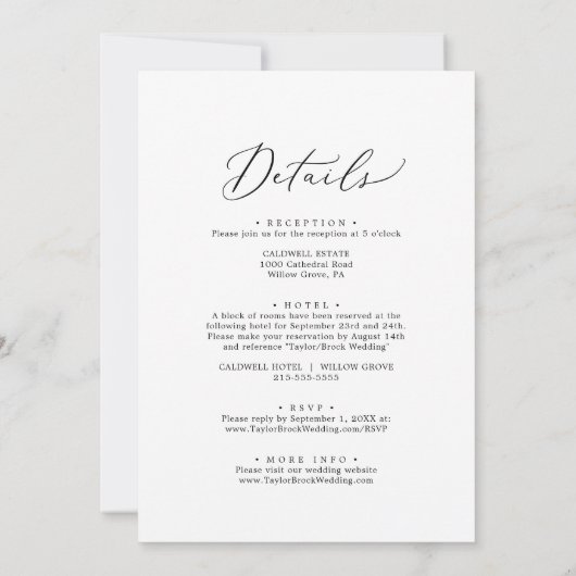 Delikate Kalligraphie in einem Getränk Hochzeit Einladung (Rückseite)