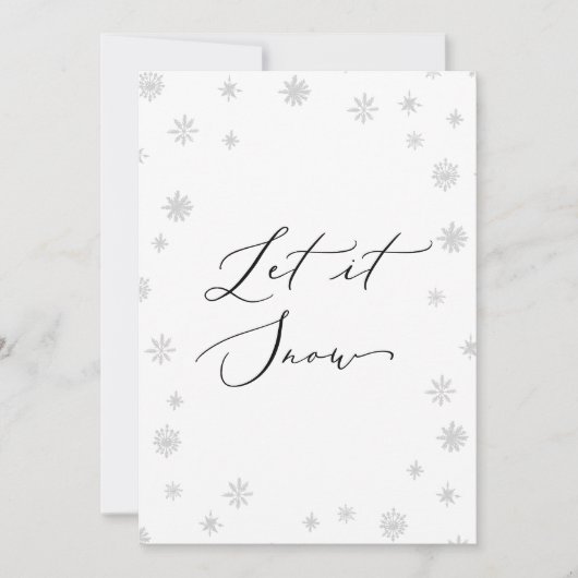 Delikate Kalligraphie lässt es Schneeflocken-Zeich Einladung (Vorderseite)