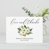 Delikate Kalligraphie-Liebe dank Green Floral Dankeskarte (Stehend Vorderseite)