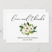 Delikate Kalligraphie-Liebe dank Green Floral Dankeskarte (Vorne/Hinten)