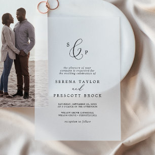 Delikate Kalligraphie Monogram Elegant Wedding Pergament Einladungen