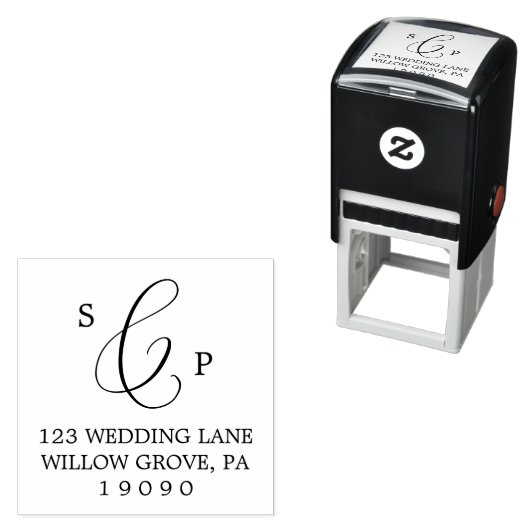 Delikate Kalligraphie Monogram Wedding Permastempel (Beispiel)