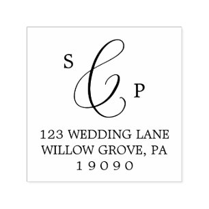 Delikate Kalligraphie Monogram Wedding Permastempel