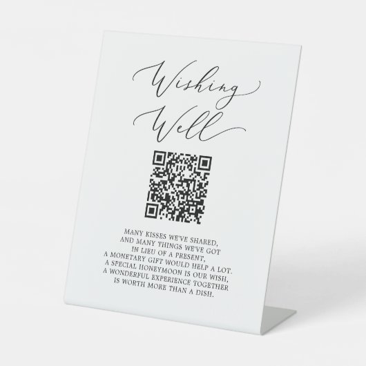 Delikate Kalligraphie QR Code Hochzeit wünschend g Sockelschild (Vorderseite)