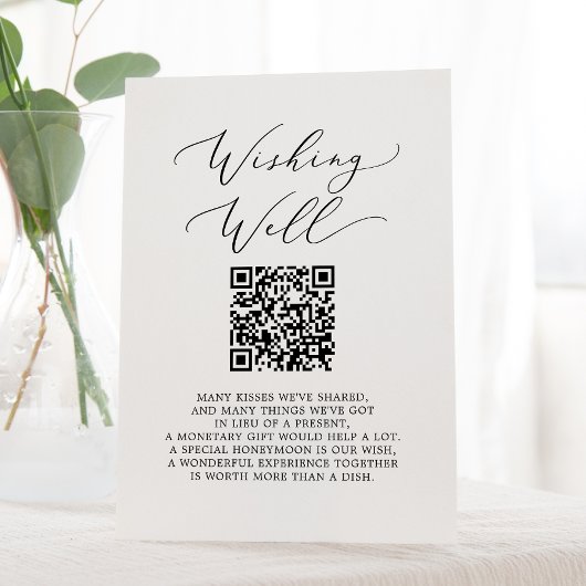 Delikate Kalligraphie QR Code Hochzeit wünschend g Sockelschild