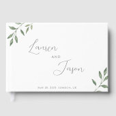 Delikate Kalligraphie und Foliage-Hochzeit Gästebuch (Vorderseite)