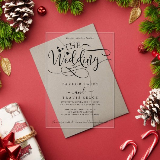 Delikate Kalligraphie Weißer Akryllische Hochzeit  Acryleinladungen (Insitu (Feiertag))