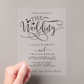 Delikate Kalligraphie Weißer Akryllische Hochzeit  Acryleinladungen (Insitu (Handheld))