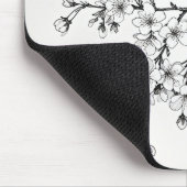 Delikate Kirschblossom Kunst in Monochrom Mousepad (Ecke)